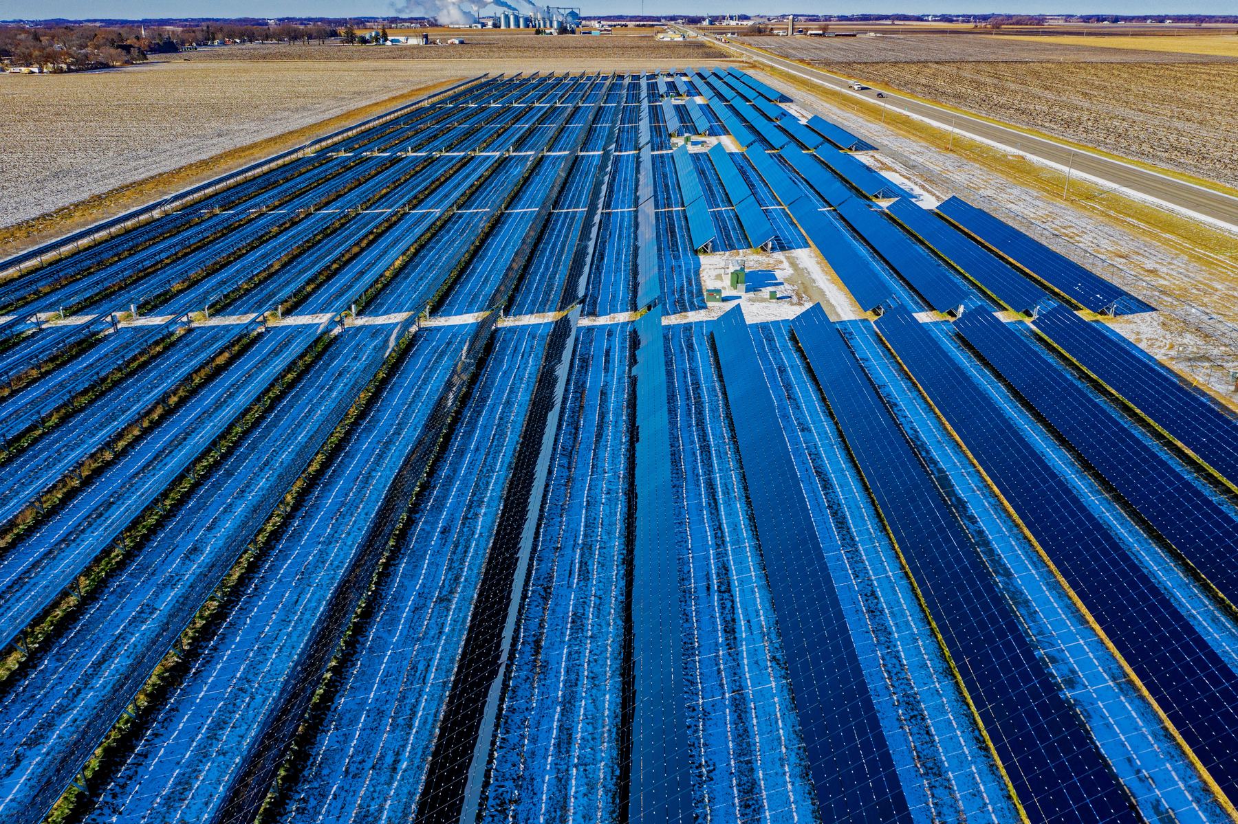 Solar panel array viewed from the air